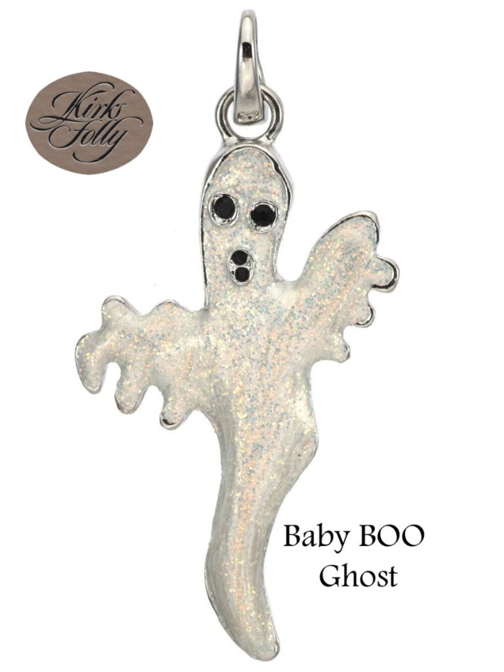 Kirks Folly 𝑩𝒂𝒃𝒚 𝑩𝒐𝒐 𝑮𝒉𝒐𝒔𝒕 Open Ring Charm Silvertone Halloween